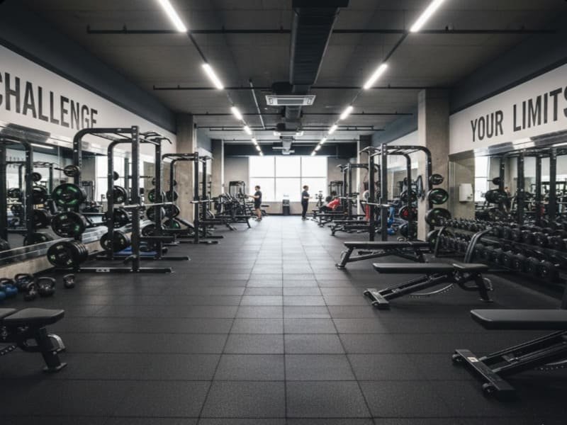 Cross section of different rubber flooring thicknesses